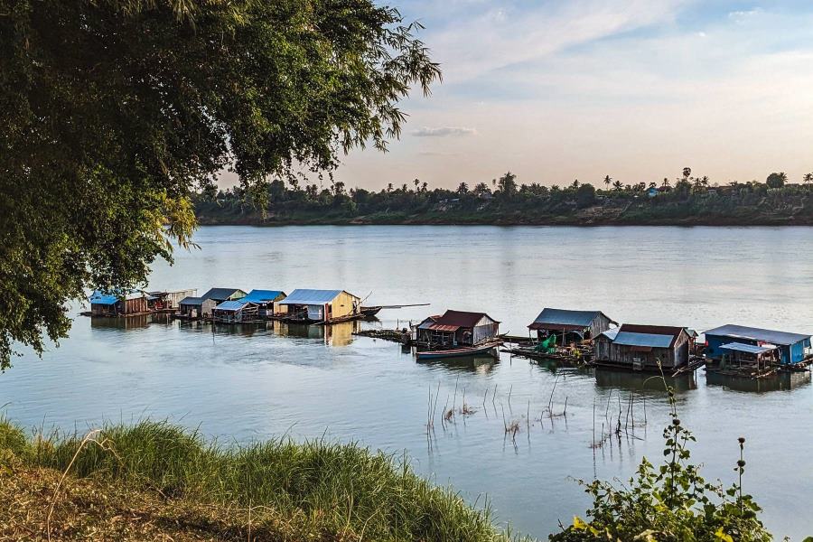 Kratie Mekong Floating Houses in Laos